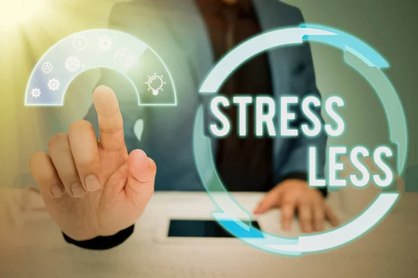 Hand Skrift Tecken Stress Mindre Affärsidé Håll Dig Borta Från — Stockfoto