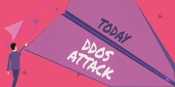 Handschrift Teken Ddos Attack Woord Voor Dader Wil Netwerkbron Onbeschikbaar — Stockfoto