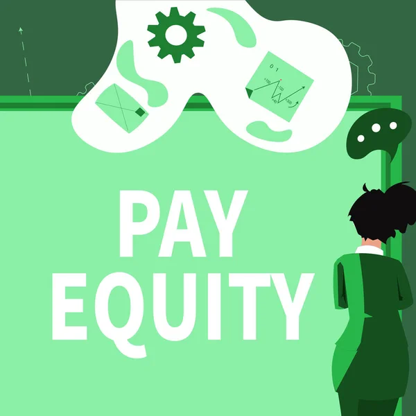 Pay Equity Gösteren Metin Maaş Sistemlerindeki Cinsiyet Irk Ayrımcılığını Ortadan — Stok fotoğraf