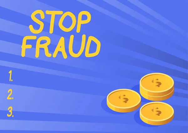 Sinal Texto Mostrando Stop Fraud Conselhos Campanha Conceito Negócios Mostrando — Fotografia de Stock
