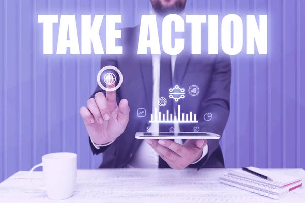 Inspiration Showing Sign Take Action Word Written Advices Someone Something — Stock Photo, Image