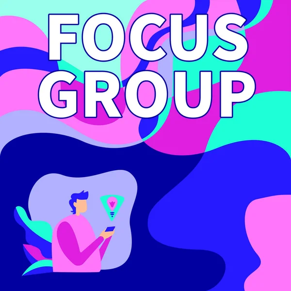 Sign Displaying Focus Group Word Show Assembled Participation Discussion Something — Stock Fotó