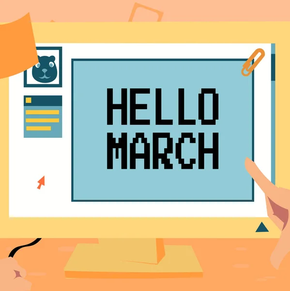 Exibição Conceitual Hello March Business Showcase Composição Musical Geralmente Duplo — Fotografia de Stock