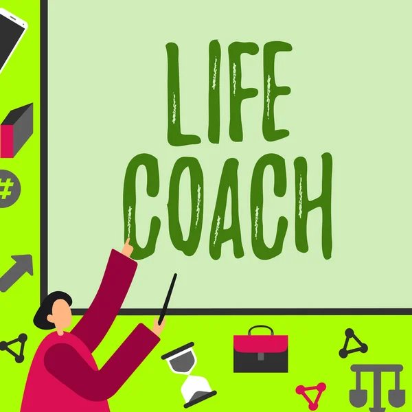 Szöveg Megjelenítése Life Coach Word Written Egy Személy Aki Tanácsot — Stock Fotó