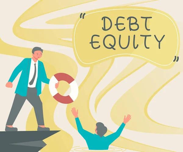 Conceptual Display Debt Equity Business Concept Dividing Companys Total Liabilities — Stock Photo, Image