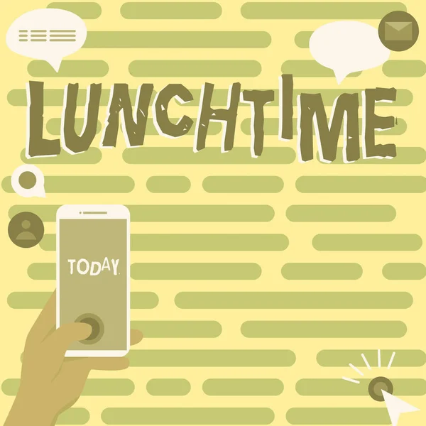 Logga Visar Lunchtid Word Meal Mitt Dagen Efter Frukost Och — Stockfoto