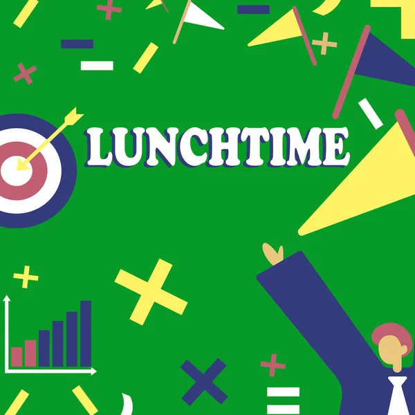 Handschriftliches Schild Lunchtime Business Overview Mahlzeit Der Mitte Des Tages — Stockfoto