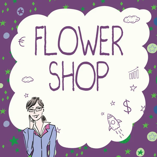 Έννοια Λεζάντα Flower Shop Internet Concept Όπου Κομμένα Λουλούδια Πωλούνται — Φωτογραφία Αρχείου