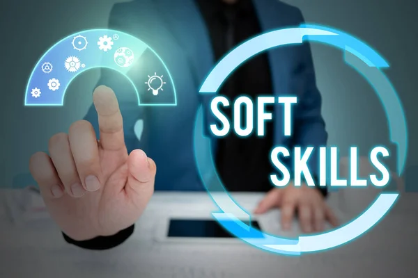 Handschrifttekst Soft Skills Business Aanpak Persoonlijke Attribuut Staat Stellen Effectief — Stockfoto