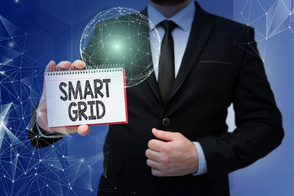 Mão Escrita Sinal Smart Grid Conceito Negócio Inclui Medidas Operacionais — Fotografia de Stock