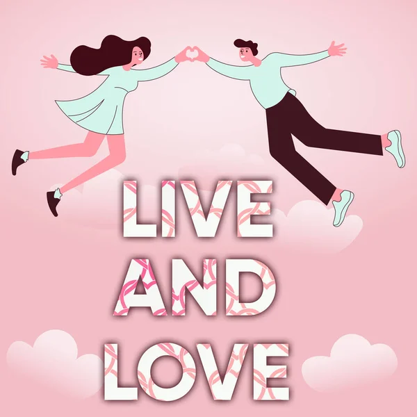 Inspiration showing sign LIVE AND LOVE, Concept meaning Couple in love living with each other Couple holding hands forming romantic heart representing love.