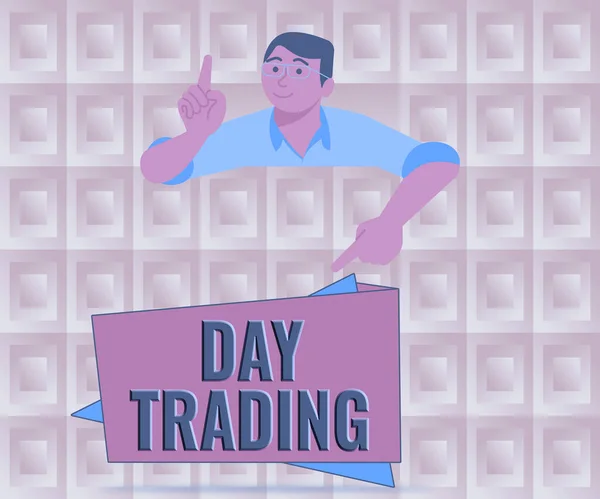 Sinal Texto Mostrando Day Trading Palavra Escrito Títulos Especificamente Compra — Fotografia de Stock