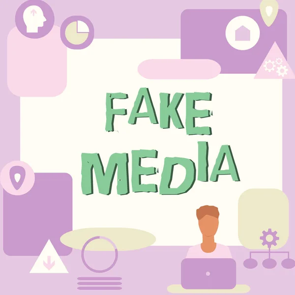 Κείμενο Λεζάντα Που Παρουσιάζει Fake Media Επιχειρηματική Ιδέα Ένας Σχηματισμός — Φωτογραφία Αρχείου