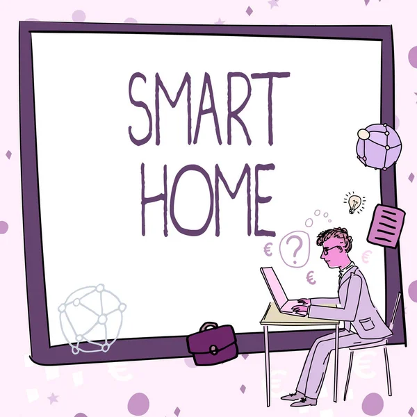 Inspiration Zeigt Zeichen Smart Home Wort Für Automatisierungssystem Steuerung Beleuchtung — Stockfoto