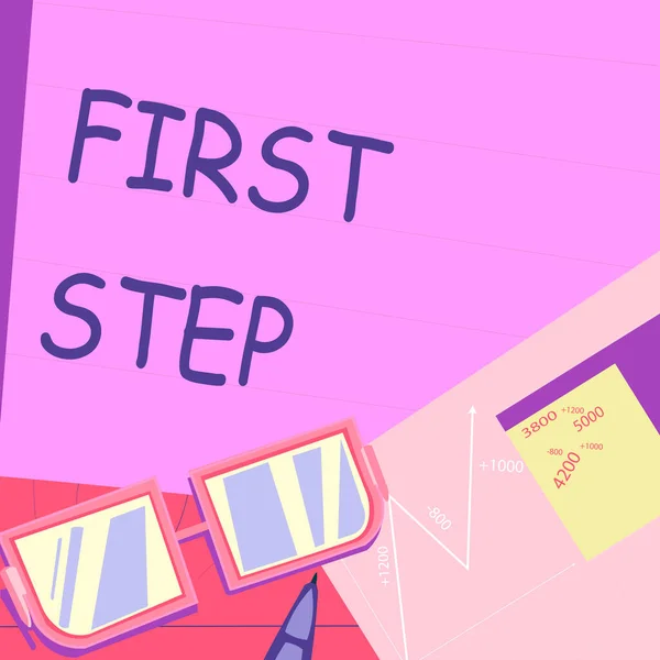 Tekst Met Inspiratie First Step Business Concept Met Betrekking Tot — Stockfoto