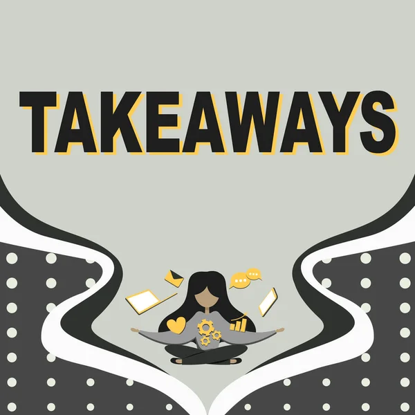 Εγγραφή Εμφάνιση Κειμένου Takeaways Έννοια Που Σημαίνει Μια Πράξη Παράδειγμα — Φωτογραφία Αρχείου