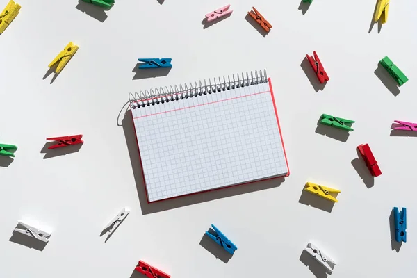 Important Message Written Notebook Colorful Paperclips — Stockfoto