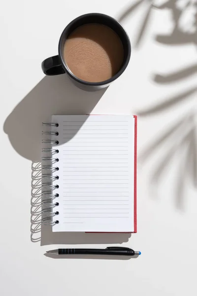 Notebook Important Messages Desk Coffee Pen — Stock Photo, Image