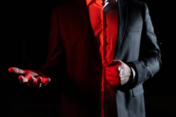 Businessman Suit Holding New Important Message One Hand — Fotografia de Stock