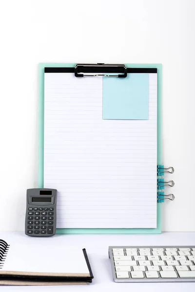 New Message Presented Clipboard Desk Notebook Keyboard — Stock Fotó