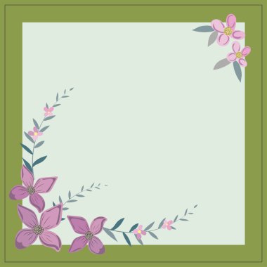 Çerçevenin içinde yapraklar, çiçekler ve önemli duyurular var..