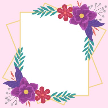 Çerçevenin içinde yapraklar, çiçekler ve önemli duyurular var..