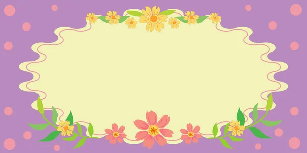 Frame Leaves Flowers Important Announcements — Stock Vector