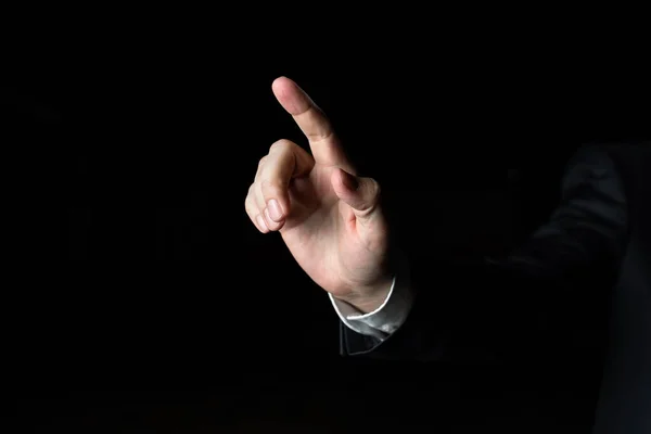Businessman Pointing Important Infortmations One Finger — Φωτογραφία Αρχείου