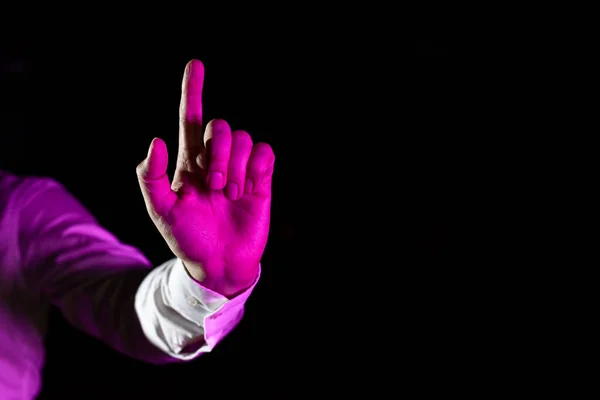 Man Pointing Finger Professional Training Virtual Reality — Fotografia de Stock