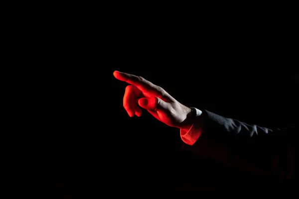 Businessman Pointing Important Infortmations One Finger — Fotografia de Stock