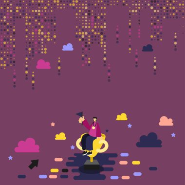 Bulutların Üzerinde Zafer Kutlaması Yapan Adam.