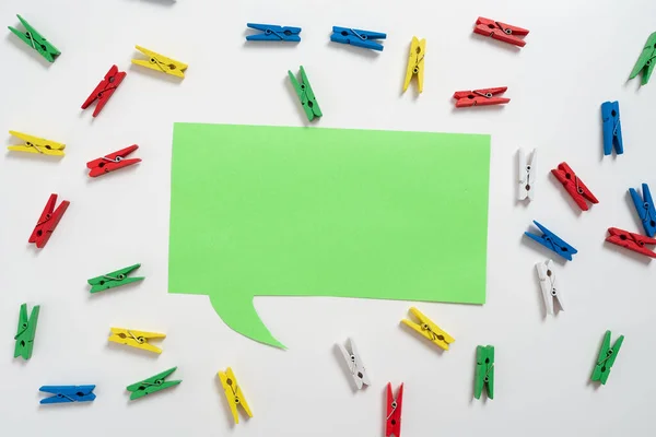 Colorful Pegs Placed Speech Bubble Important Information — 스톡 사진