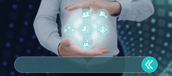 Man Digital Human Swipe Left Symbol Showing Data Exchange — Stockfoto