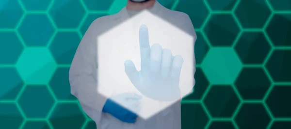 Doctor Gloves Presenting Important Informations One Finger — Stock Photo, Image