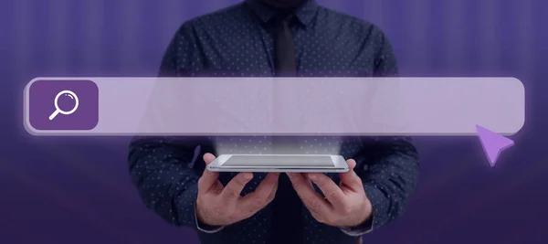 Man Holding Tablet Projecting Camera Showing Creative Photography — Fotografia de Stock