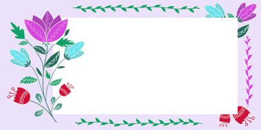 Çerçevenin içinde yapraklar, çiçekler ve önemli duyurular var..