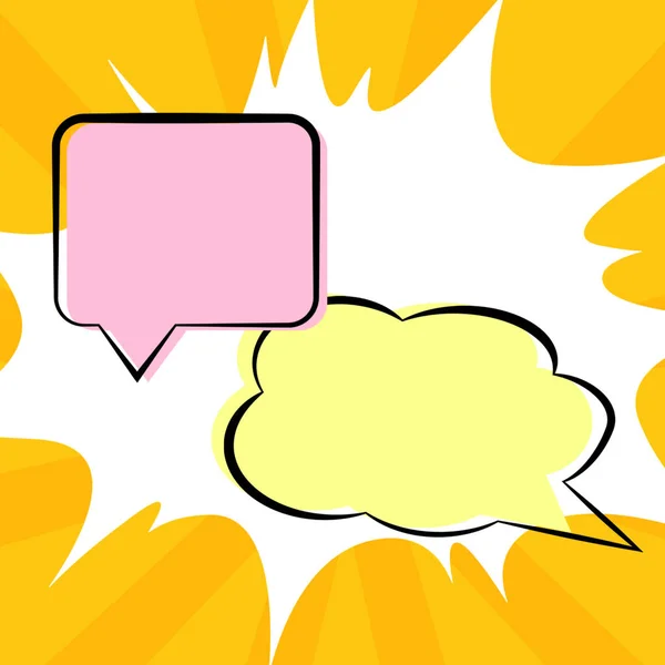 Speech Bubbles Showing Discussing Strategies Development — Stock Fotó