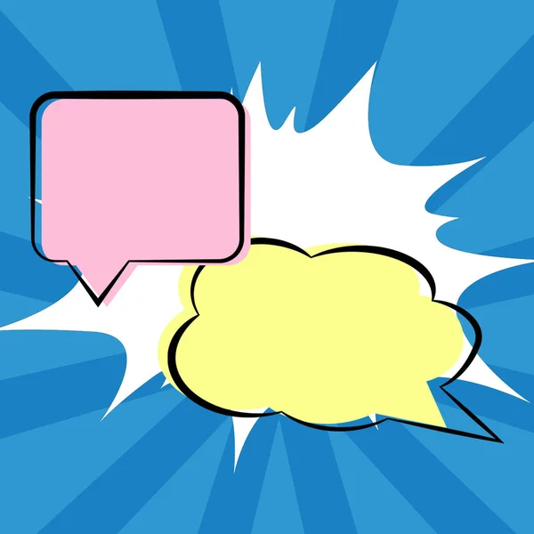 Speech Bubbles Showing Discussing Strategies Development — 스톡 사진