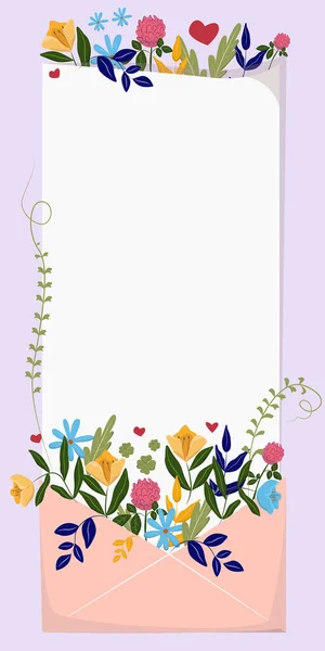 Important Message Written Envelope Full Different Flowers — ストックベクタ