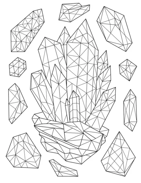 Coloring Book Page Big Detailed Diamonds Little Ones Back — Vector de stock