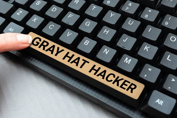 Inspiration showing sign Gray Hat Hacker, Business showcase Computer security expert who may sometimes violate laws -48596
