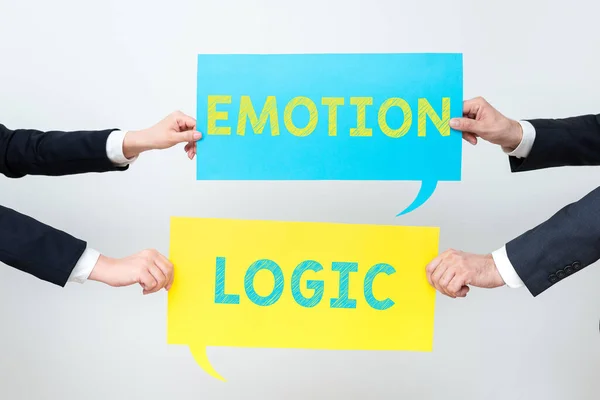 Hand Writing Sign Emotion Logic Business Showcase Heart Brain Soul — Stock fotografie
