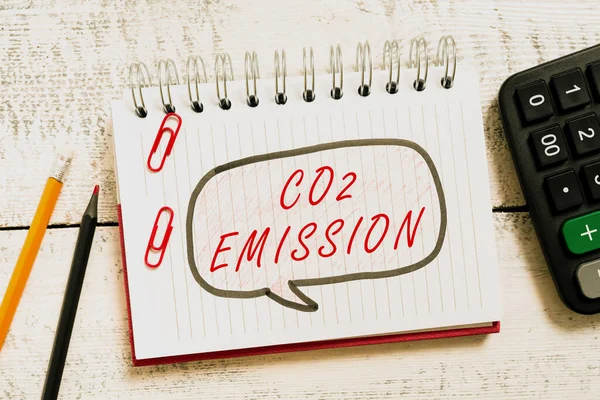 Text Sign Showing Co2 Emission Business Showcase Releasing Greenhouse Gases — Stockfoto