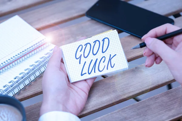 Sign Displaying Good Luck Business Concept Positive Fortune Happy Outcome — Fotografia de Stock
