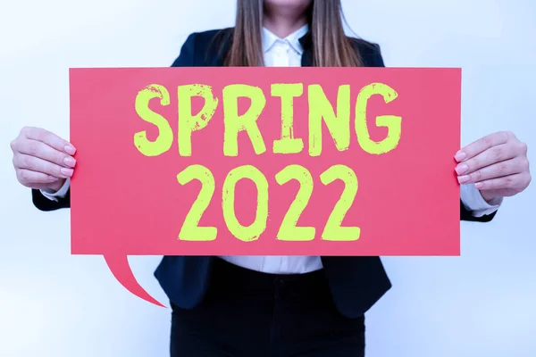 Inspiration Showing Sign Spring 2022 Business Showcase Time Year Flowers — Stockfoto