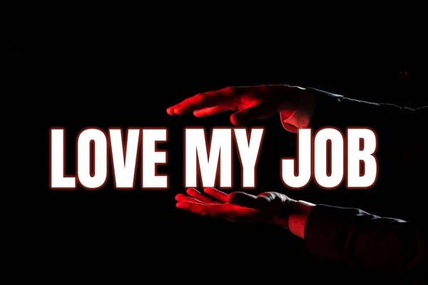 Writing Displaying Text Love Job Word Pleased Work One Does — Foto Stock