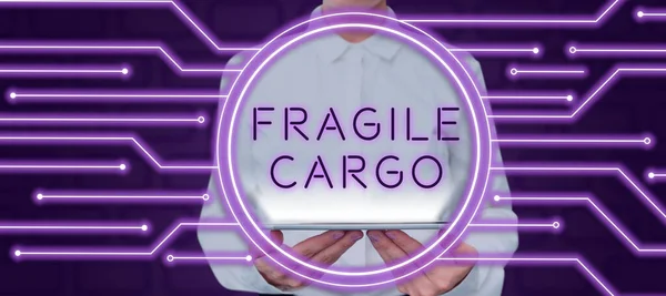 Sign Displaying Fragile Cargo Business Idea Breakable Handle Care Bubble — Fotografia de Stock
