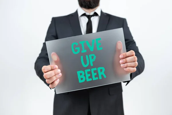 Inspiration Showing Sign Give Beer Word Written Stop Drinking Alcohol — Foto de Stock