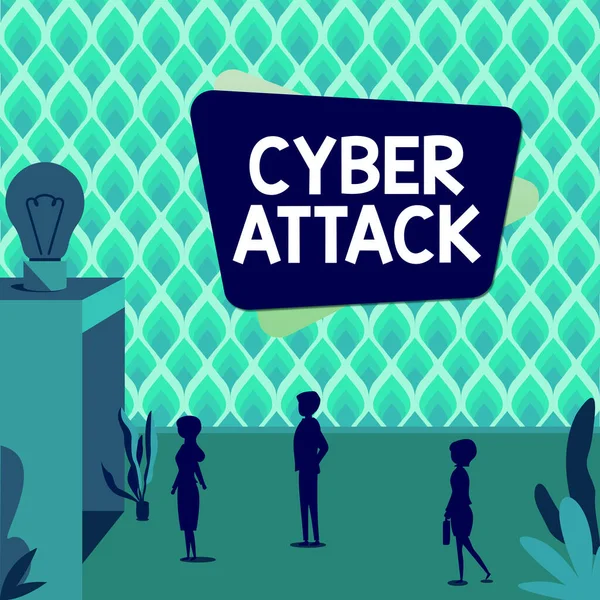 Hand Writing Sign Cyber Attack Business Showcase Attempt Hackers Damage — Fotografia de Stock