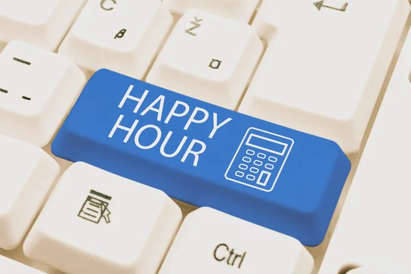 Conceptual Caption Happy Hour Business Concept Spending Time Activities Makes — Foto de Stock